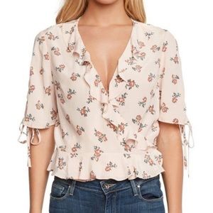 Willow & Clay Floral Ruffle Wrap Top
